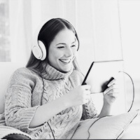 image of a girl listening to music