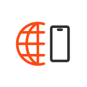 icon of an hemisphere and a smartphone